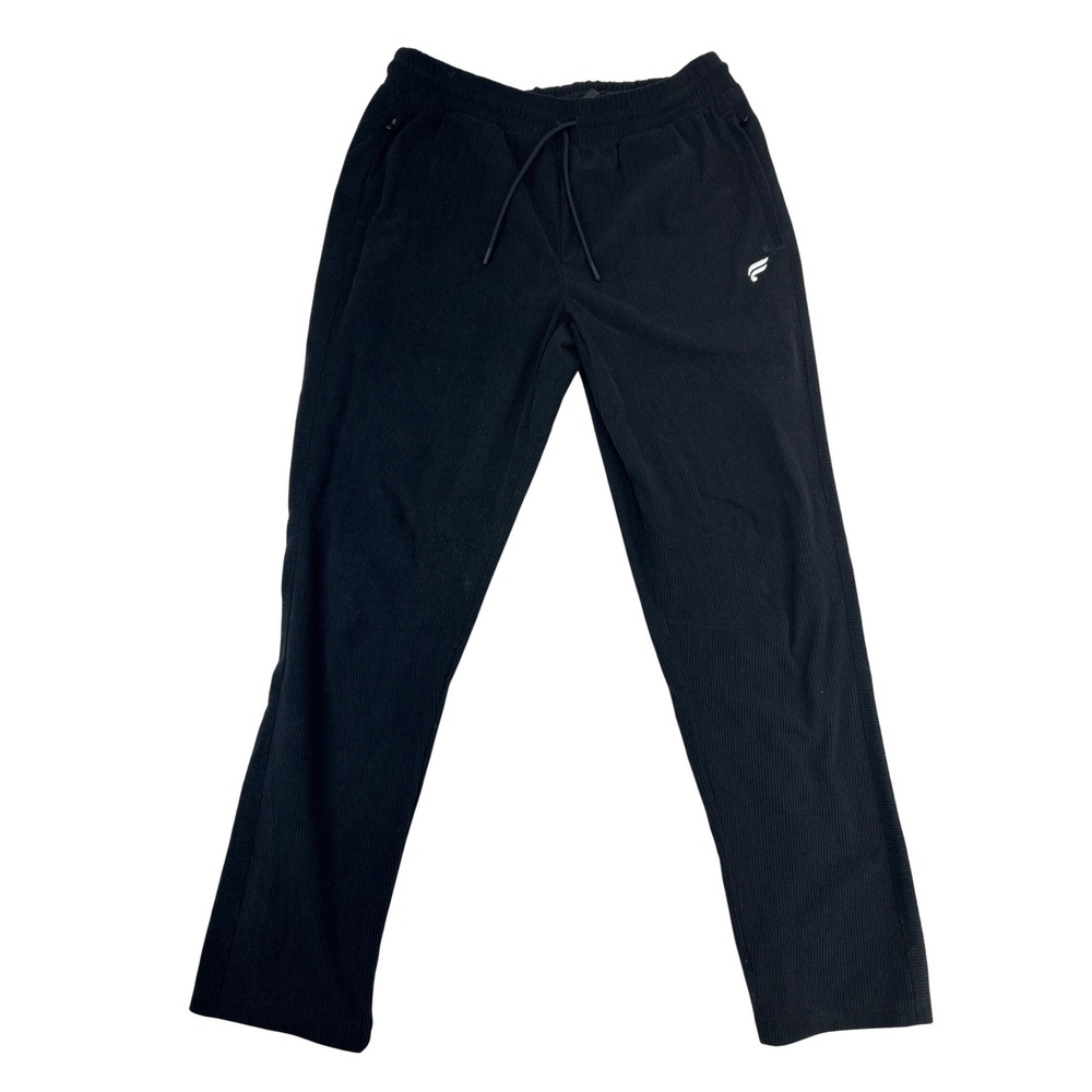 Fabletics Jogger Pants Mens L Black Ribbed‎ Drawstring Cuff Lounge Activewear